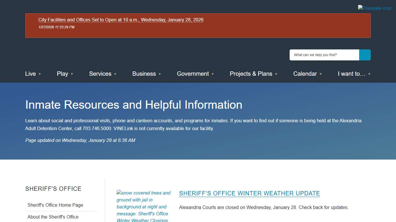 [Current] Inmate Resources and Helpful Information City of Alexandria, VA